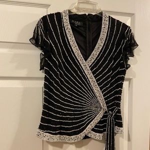 Beaded Top in black and white